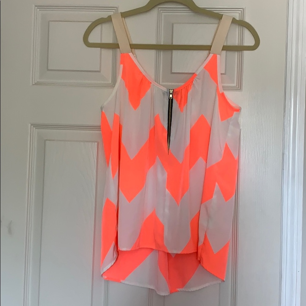 Neon Pink and White Chevron Tank